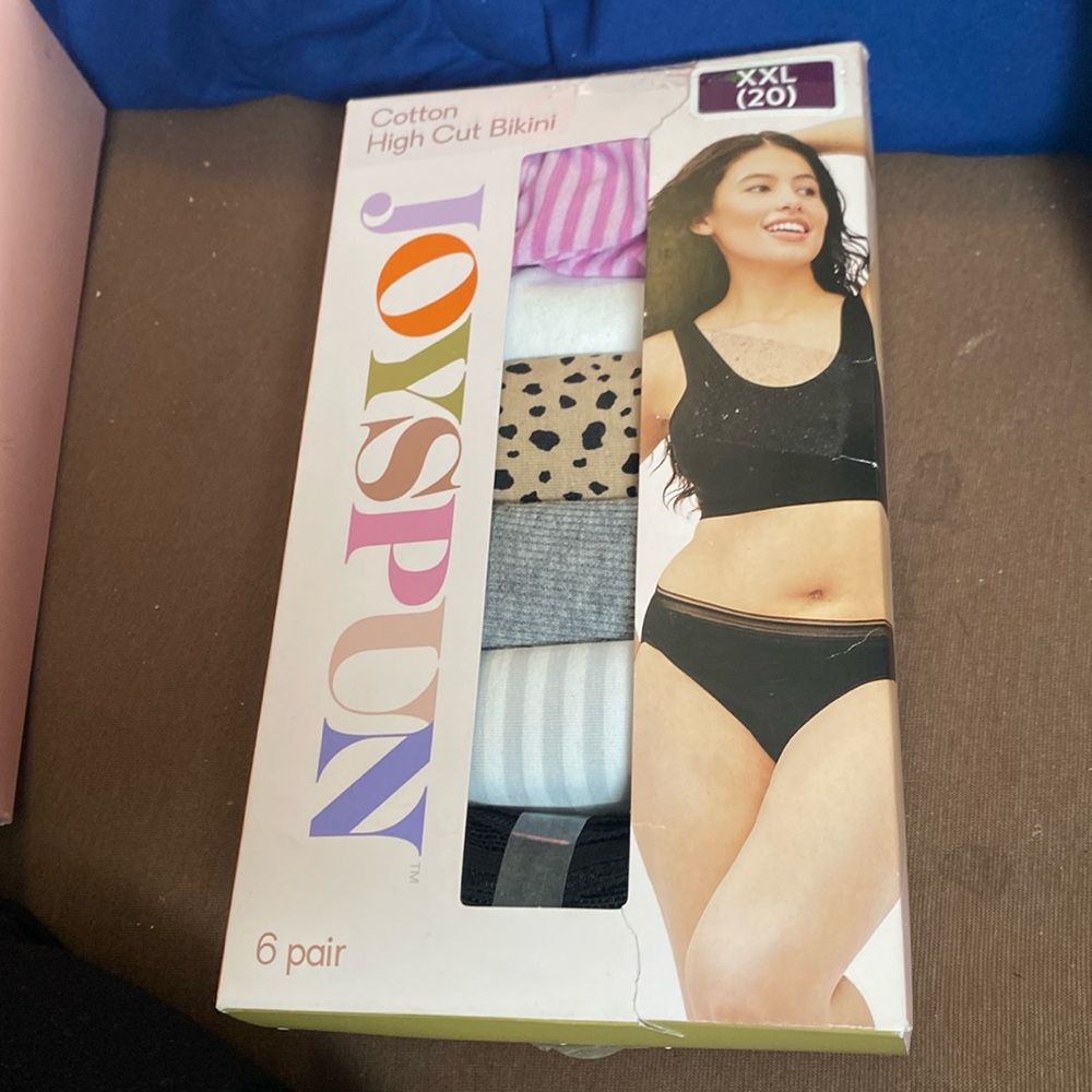 💜 Joyspun Women's Cotton Hi Cut Bikini Panties, 6-Pack,Size:XXL(20)